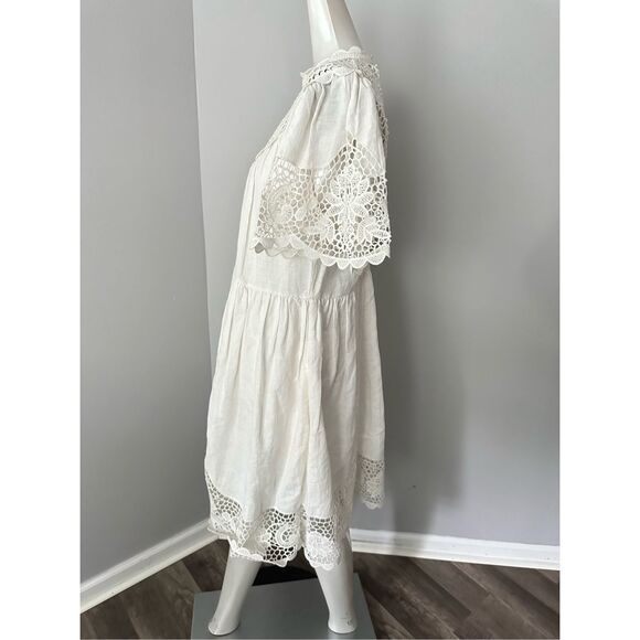 ULLA JOHNSON  Lace-Embellished Short-Sleeve Dress - Picture 6 of 12